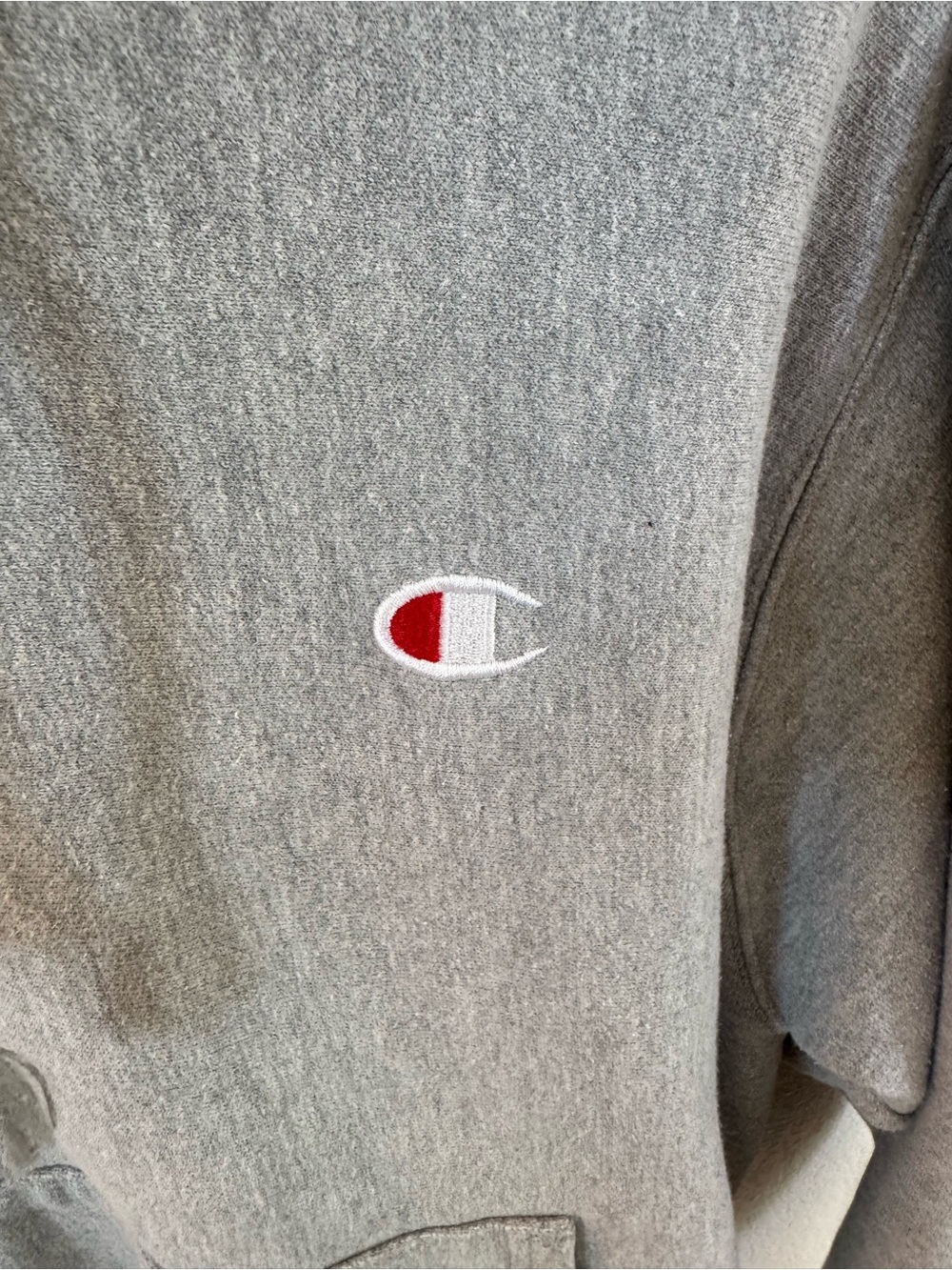 Champion Men's Grey Hooded Sweatshirt - Picture 2 of 4